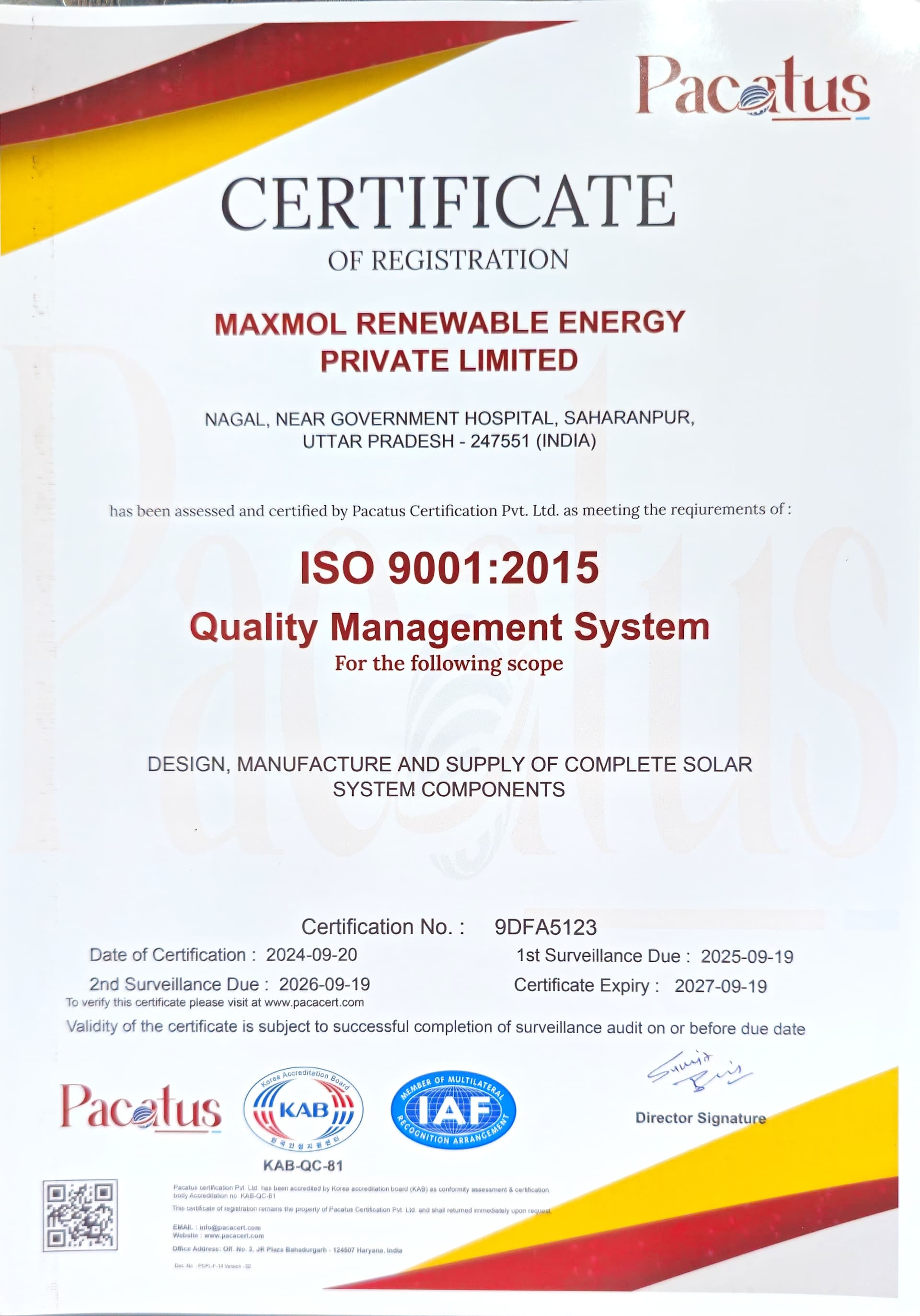 ISO Certificate
